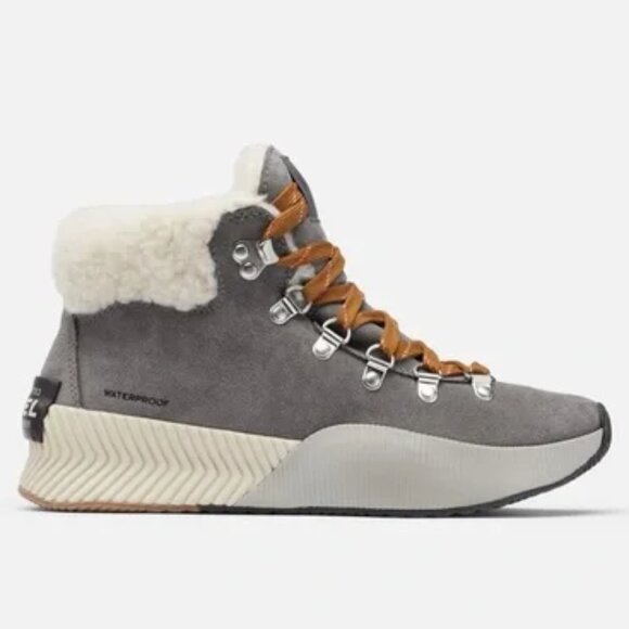 Sorel Out N About III Conquest Boot Suede Shearling Grey Lace Up Activewear Hike - Picture 1 of 10